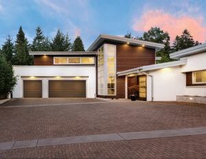 clopay canyon ridge modern garage doors on modernized house